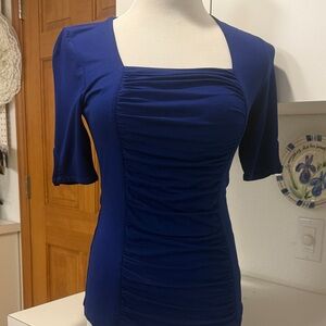 White House Black Market Royal Blue Ruched Blouse